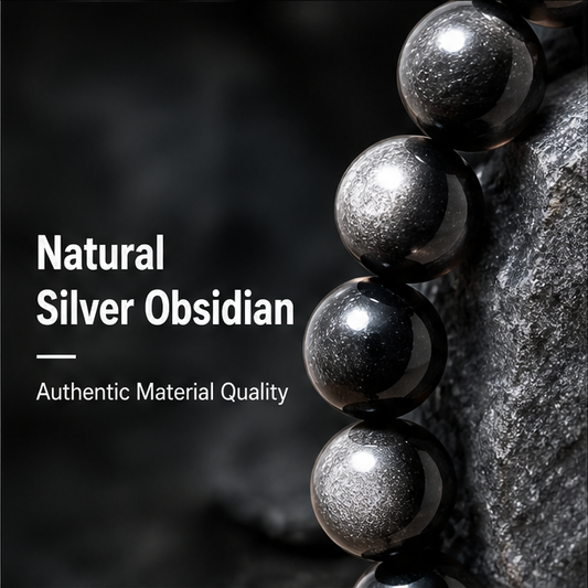 Silver Sheen Obsidian Bracelet | Natural Cat Eye Crystal Bracelet | Protection · Grounding · Strength | Healing Gemstone Jewelry