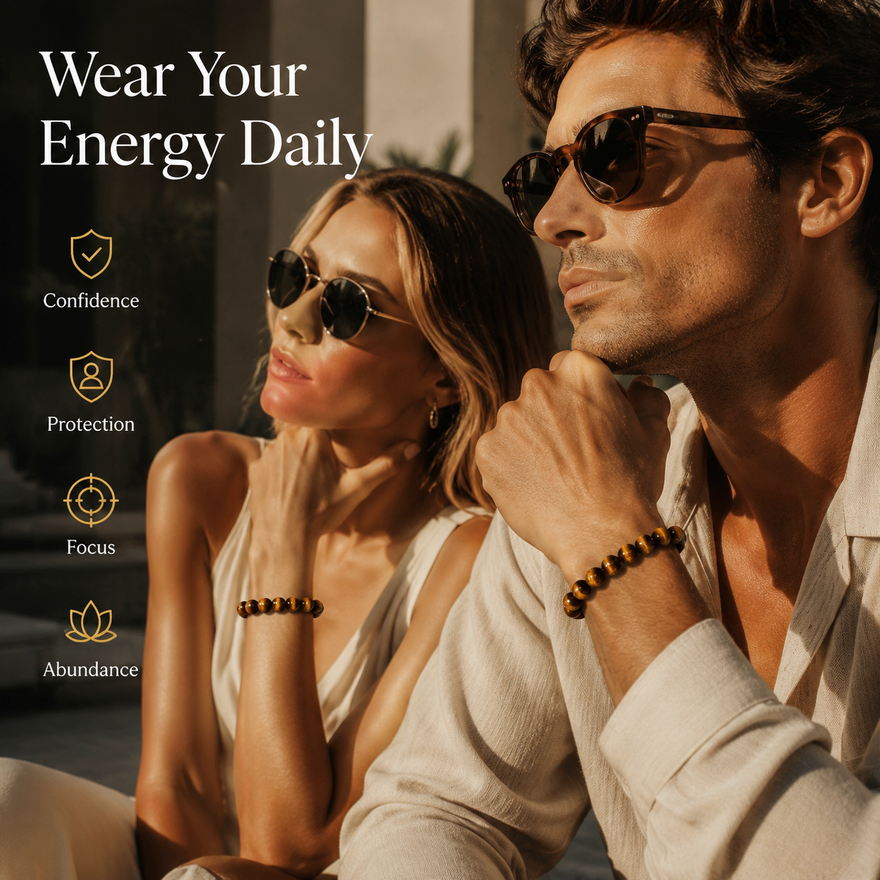 Tiger's Eye Crystal Bracelet | Natural Healing Gemstone Bracelet | Confidence · Courage · Protection | Good Luck Jewelry for Men & Women