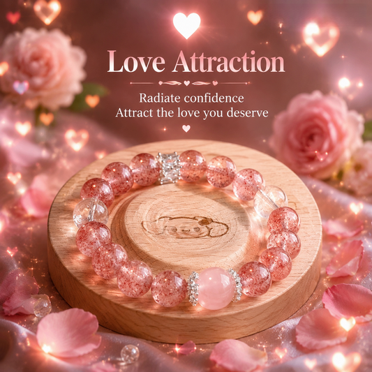 Strawberry Quartz Crystal Bracelet | Natural Pink Healing Stone | Joy · Love Attraction · Emotional Uplift | Unique Gemstone Jewelry for Her
