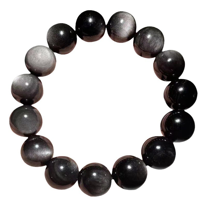 Silver Sheen Obsidian Bracelet | Natural Cat Eye Crystal Bracelet | Protection · Grounding · Strength | Healing Gemstone Jewelry
