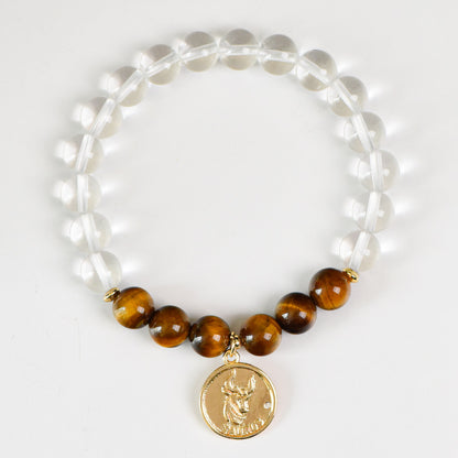 Aries Zodiac Bracelet | Natural Crystal Bracelet | Strength, Luck & Balance | Aura & Bloom