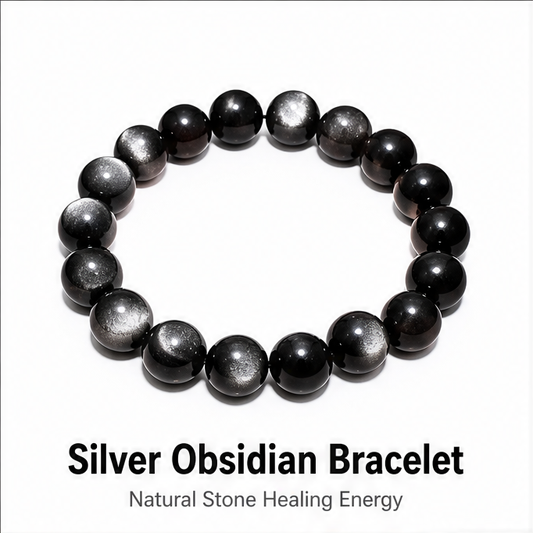 Silver Sheen Obsidian Bracelet |  Natural Cat Eye Crystal Bracelet |  Protection · Grounding · Strength |  Healing Gemstone Jewelry