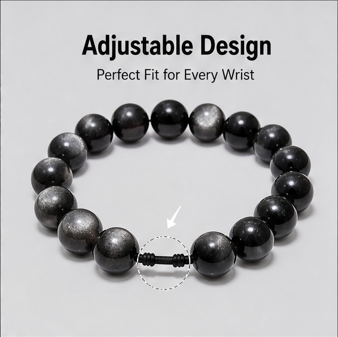 Silver Sheen Obsidian Bracelet |  Natural Cat Eye Crystal Bracelet |  Protection · Grounding · Strength |  Healing Gemstone Jewelry
