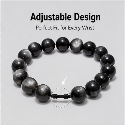 Black Obsidian Bracelet | Natural Crystal Bracelet | Protection & Grounding Energy | Aura & Bloom