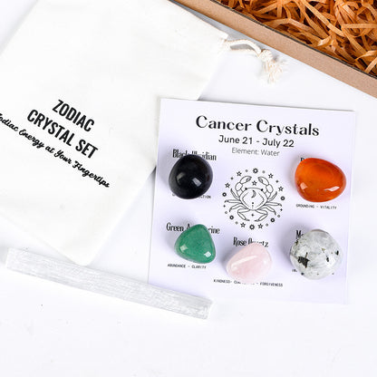 Aries Zodiac Crystal Set | Natural Crystal Healing Set for Aries | Strength & Balance | Aura & Bloom