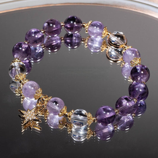 Amethyst Star Wish Bracelet Natural Crystal · Anxiety Relief · Gift Box Included