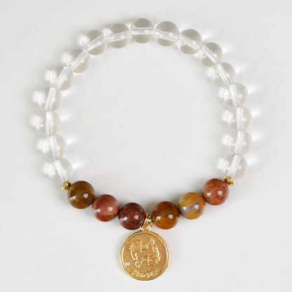Aries Zodiac Bracelet | Natural Crystal Bracelet | Strength, Luck & Balance | Aura & Bloom