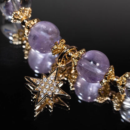 Amethyst Star Wish Bracelet | Natural Crystal Bracelet | Calm & Positive Energy