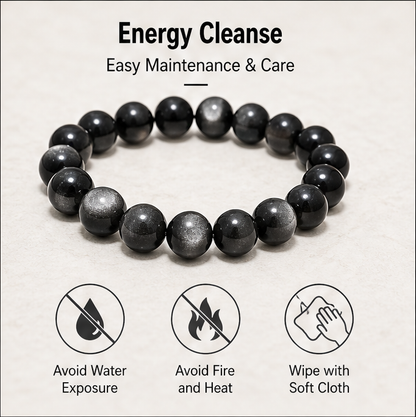 Black Obsidian Bracelet | Natural Crystal Bracelet | Protection & Grounding Energy | Aura & Bloom