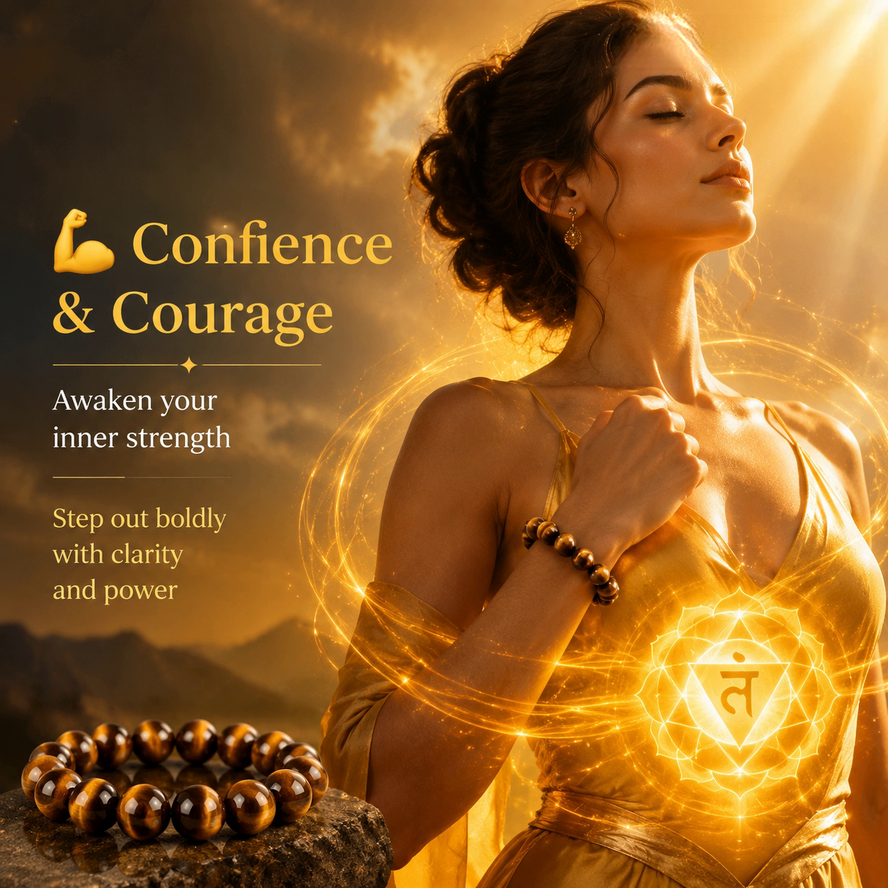 Tiger's Eye Crystal Bracelet |  Natural Healing Gemstone Bracelet |  Confidence · Courage · Protection |  Good Luck Jewelry for Men & Women