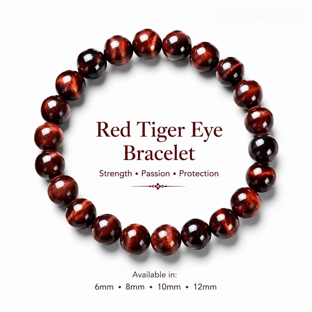 Red Tiger's Eye Bracelet |  Natural Crystal Bracelet for Strength &  Passion | Root Chakra Healing Stone |  Powerful Gemstone Jewelry