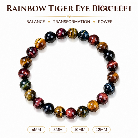 Rainbow Tiger's Eye Bracelet |  Rare Multi-Color Chatoyant Crystal |  Transformation · Luck · Creative Energy |  Unique Collector's Gemstone Jewelry