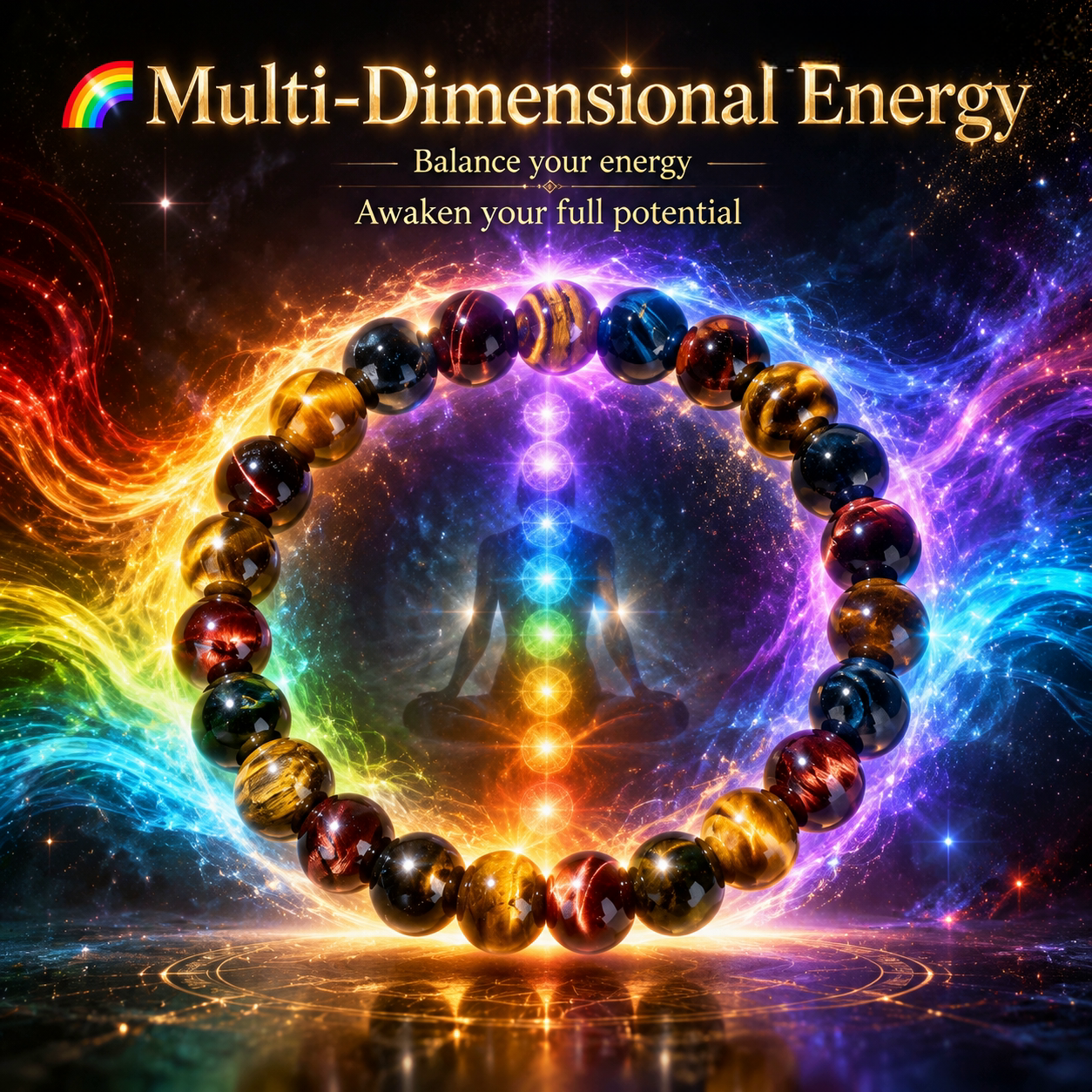 Rainbow Tiger's Eye Bracelet |  Rare Multi-Color Chatoyant Crystal |  Transformation · Luck · Creative Energy |  Unique Collector's Gemstone Jewelry