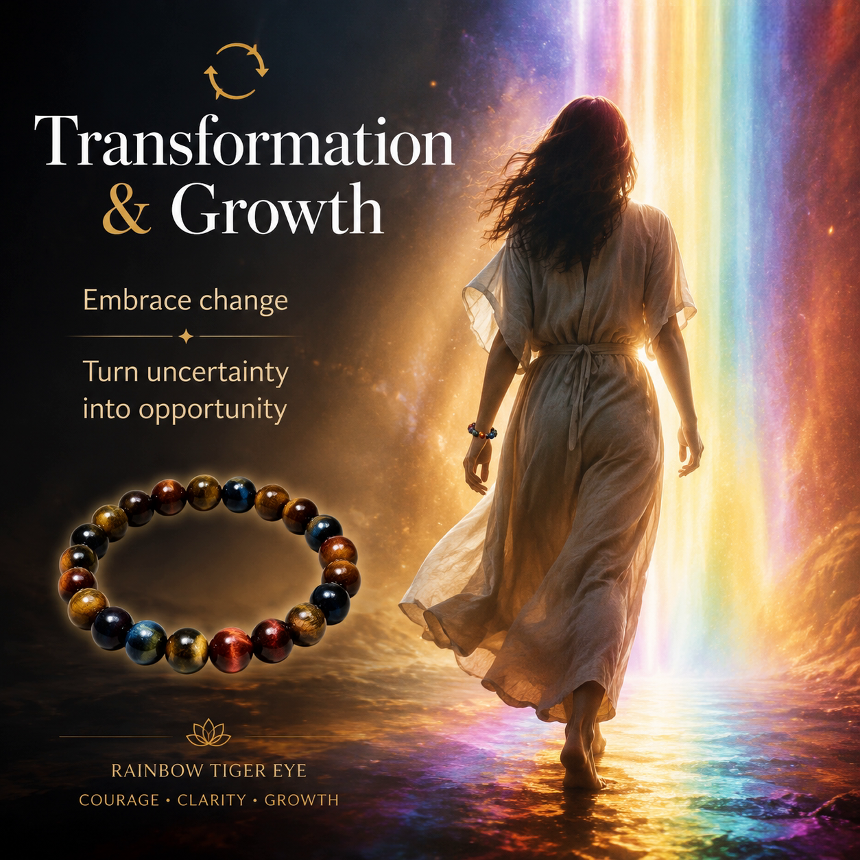 Rainbow Tiger's Eye Bracelet |  Rare Multi-Color Chatoyant Crystal |  Transformation · Luck · Creative Energy |  Unique Collector's Gemstone Jewelry