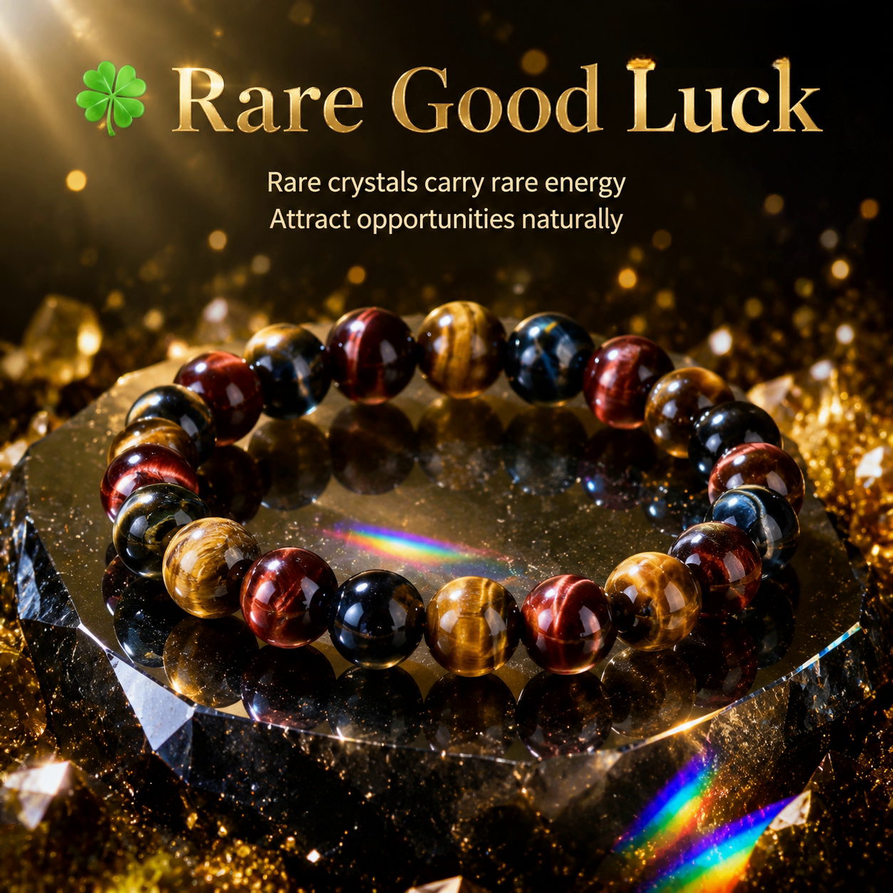 Rainbow Tiger's Eye Bracelet |  Rare Multi-Color Chatoyant Crystal |  Transformation · Luck · Creative Energy |  Unique Collector's Gemstone Jewelry