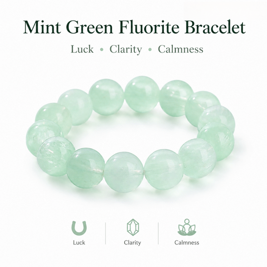 Mint Green Fluorite Bracelet |  7A Natural Crystal Bracelet |  Good Luck · Mental Clarity · Positive Energy |  Rare Healing Gemstone Jewelry