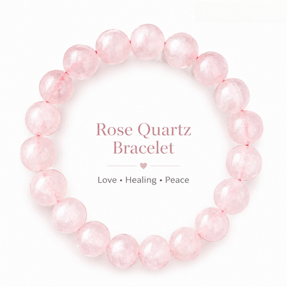 Rose Quartz Bracelet | Natural Crystal Bracelet | Love, Calm & Emotional Healing | Aura & Bloom