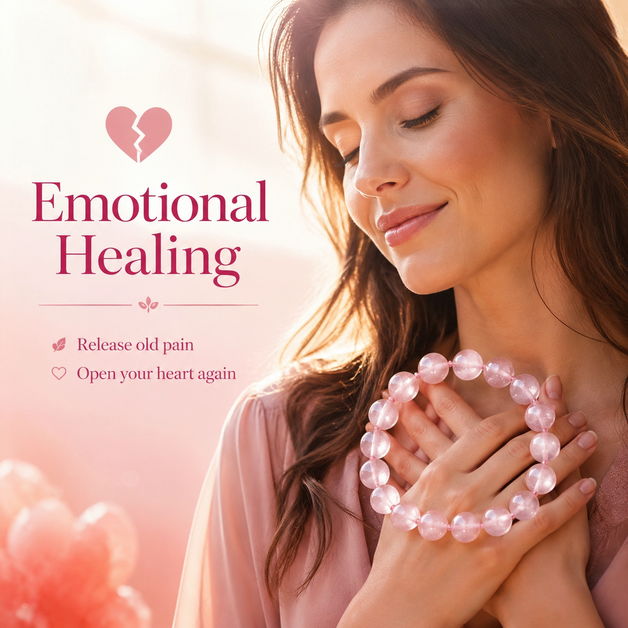 Rose Quartz Crystal Bracelet |  Natural Pink Healing Stone |  Self-Love · Romance · Emotional Healing |  Heart Chakra Gemstone Jewelry