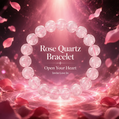 Rose Quartz Bracelet | Natural Crystal Bracelet | Love, Calm & Emotional Healing | Aura & Bloom