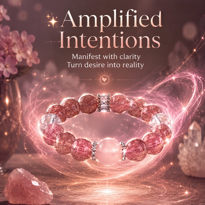 Strawberry Quartz Bracelet | Natural Crystal Bracelet | Joy, Love & Emotional Balance | Aura & Bloom