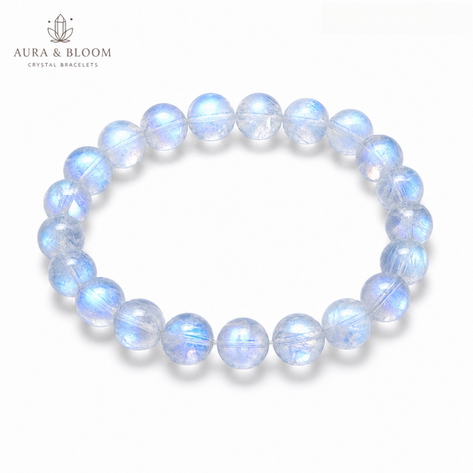 Blue Moonstone Bracelet | Natural Crystal Bracelet | Calm, Intuition & Renewal | Aura & Bloom