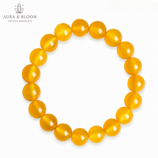 Yellow Tiger Eye Bracelet | Natural Crystal Bracelet | Confidence, Abundance & Protection | Aura & Bloom