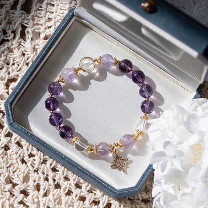 Amethyst Star Wish Bracelet | Natural Crystal Bracelet | Calm & Positive Energy