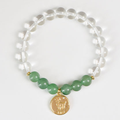 Aries Zodiac Bracelet | Natural Crystal Bracelet | Strength, Luck & Balance | Aura & Bloom