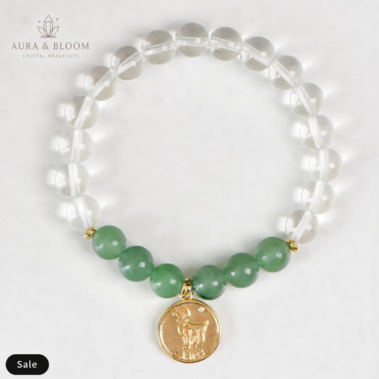 Aries Zodiac Bracelet | Natural Crystal Bracelet | Strength, Luck & Balance | Aura & Bloom
