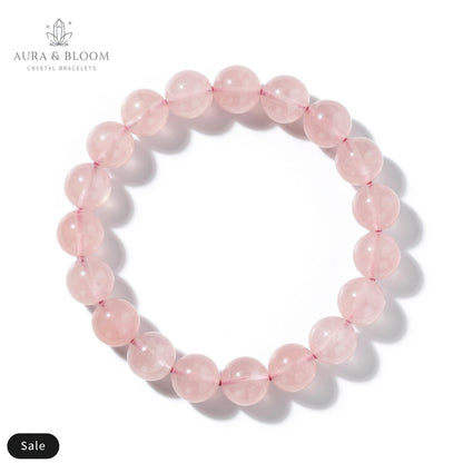 Rose Quartz Bracelet | Natural Crystal Bracelet | Love, Calm & Emotional Healing | Aura & Bloom