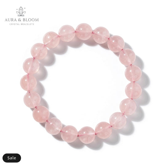 Rose Quartz Bracelet | Natural Crystal Bracelet | Love, Calm & Emotional Healing | Aura & Bloom