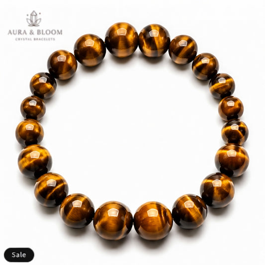 Tiger Eye Bracelet | Natural Crystal Bracelet | Confidence, Focus & Protection Energy | Aura & Bloom