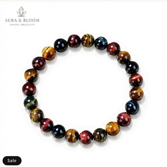 Rainbow Tiger Eye Bracelet | Natural Crystal Bracelet | Balance, Transformation & Power | Aura & Bloom